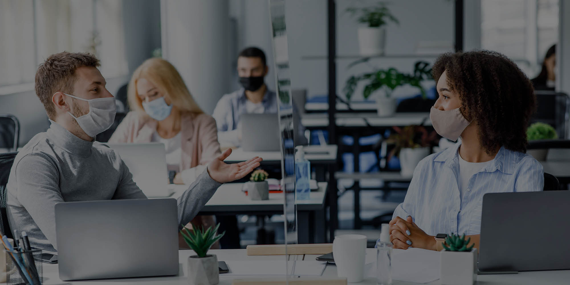 covid return to work office dividers masks employees social distancing