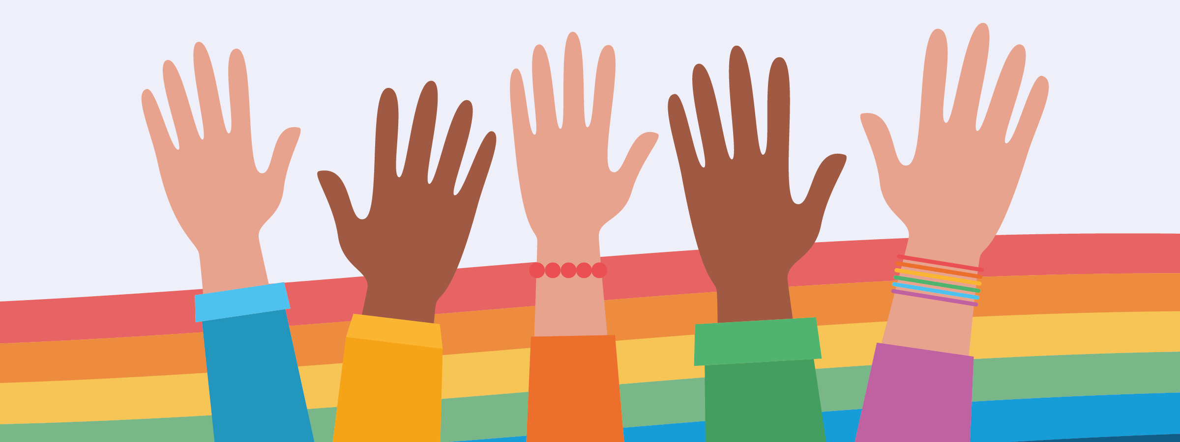 LGBT pride month graphic hands rainbow