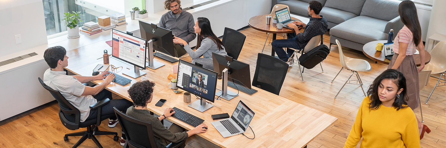 young employees working in comfortable office