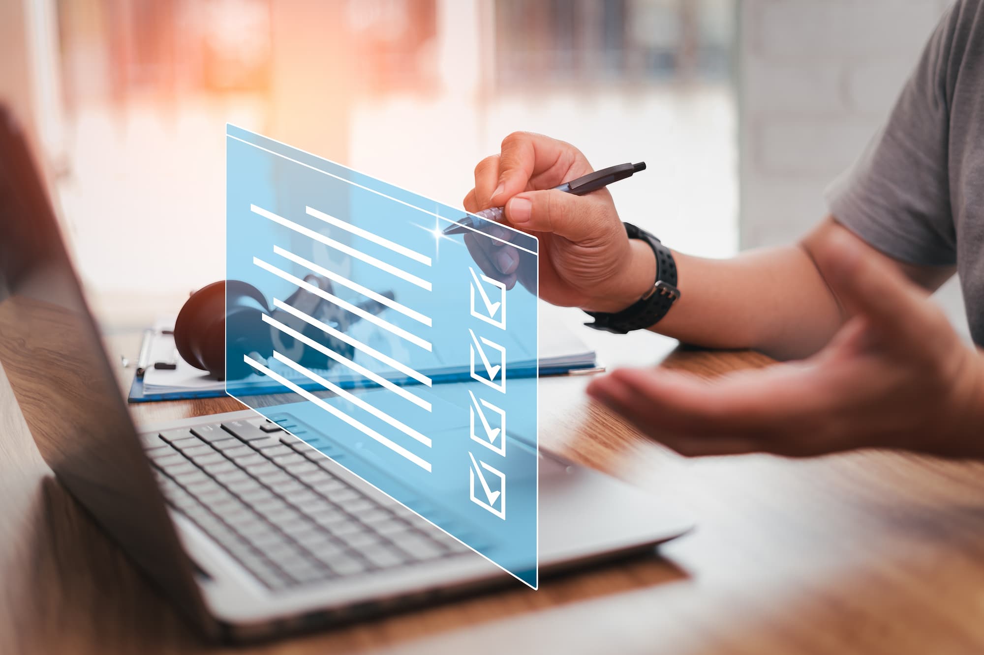 digital checklist being ticked off