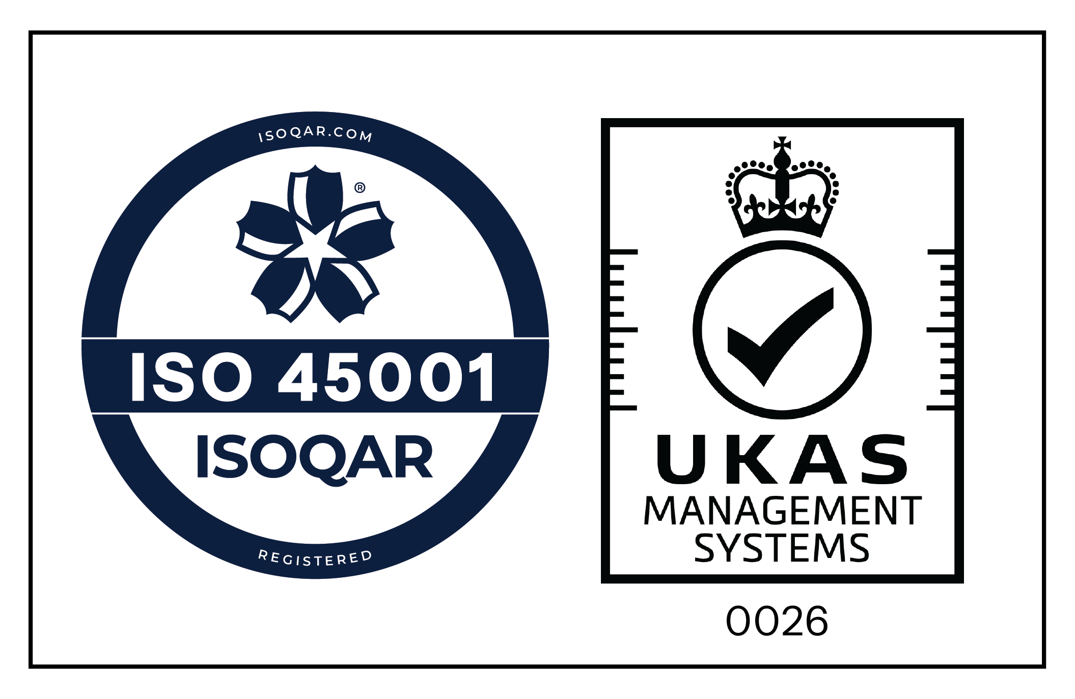 ISOQAR UKAS ISO 45001 joint logo