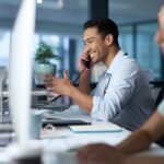 man working in call centre