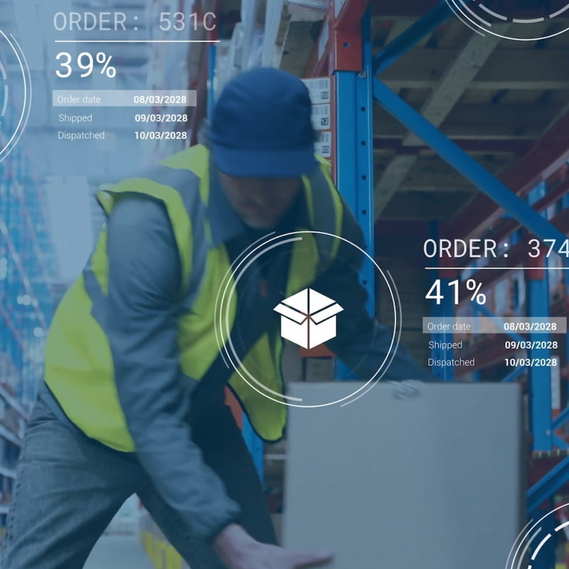 Production Print magnifying glass over photos